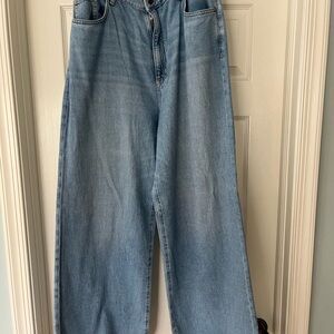SPRING DENIM!!  Pilcro Wide-Leg High-Rise Jeans in Light Blue Wash